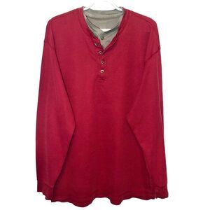 RedHead Thermal Henley in Burgundy/Grey Men’s XL